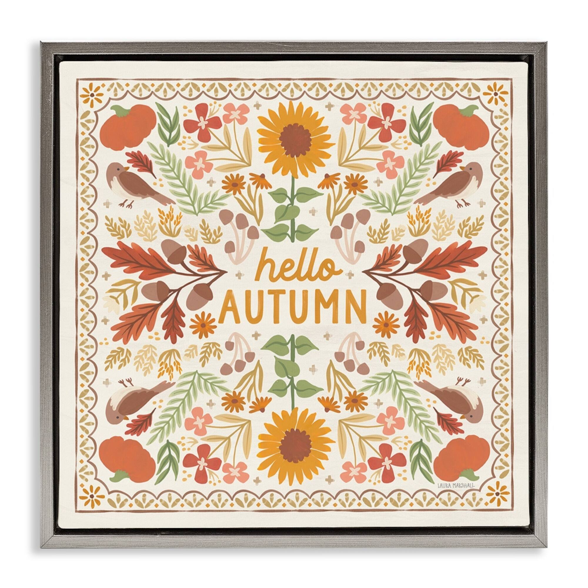 Stupell Industries Hello Autumn Pattern Floater Framed Wall Art